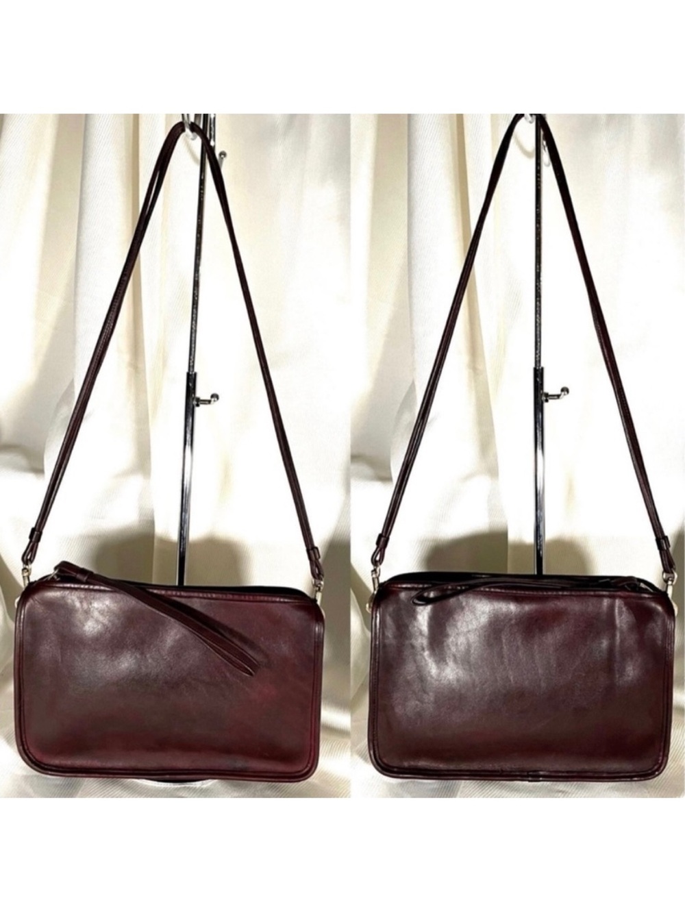 Vintage Coach Swing Bag NYC Wine Burgundy Maroon Zippered Clutch/Basic Bag 9455